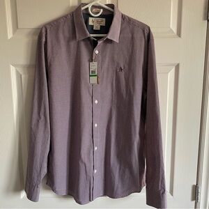 Original Penguin Men's Burgundy Checkered Button Down Shirt
